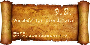 Verebélyi Dionízia névjegykártya